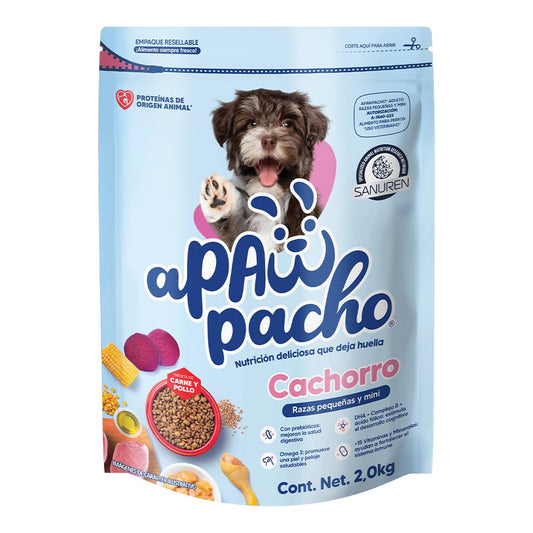 Apawpacho Alimento para Cachorros Razas Pequeñas y Mini, 2 kg.