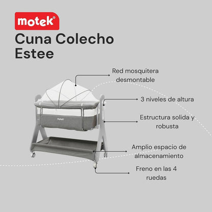 Cuna Colecho Motek Estee Bebe Mecedora Mosquitero Deluxe
