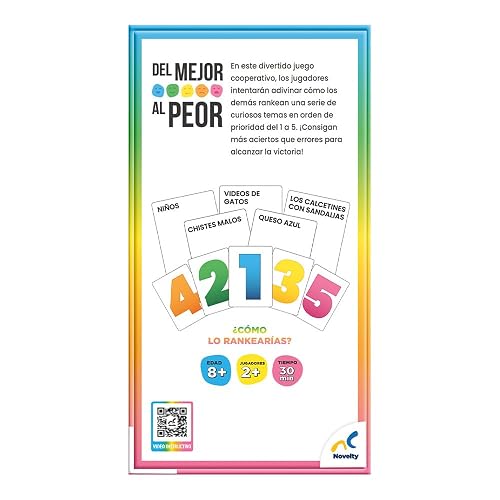 NOVELTY CORP. Juego de Cartas del Mejor al Peor, para mas de 2 Jugadores a Partir de 8 años, 30 Minutos por Partida