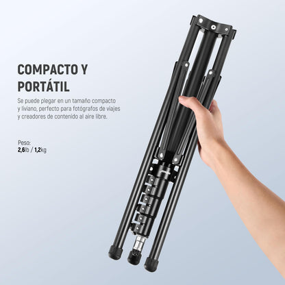 NEEWER Soporte de Luz con 180° Patas Reversibles, 178cm Trípode de Viaje Plegable para Luces de Anillo Luces de Fotografía con Tornillo de 1/4" 3/8", Bolsa para Softbox Estroboscópico Speedlite, ST70R