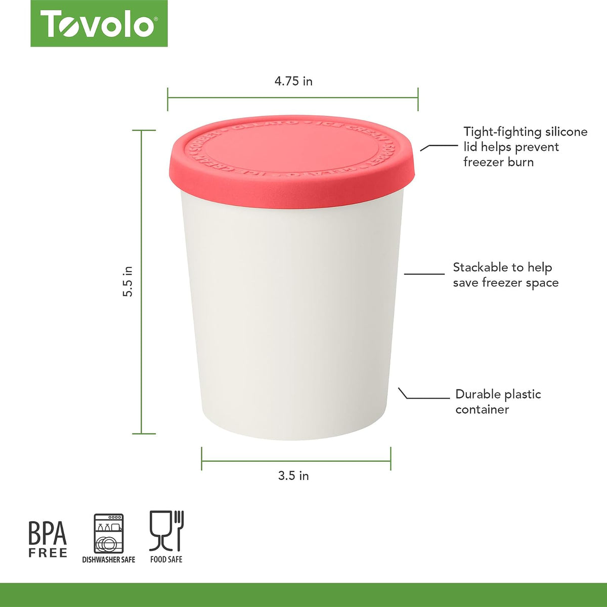 Tovolo Cubeta de dulces, Raspberry, 0.95 L, 1