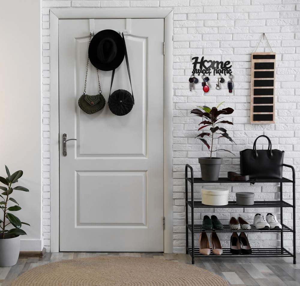 M-KeyCases Home Sweet Home - Soporte para llaves de pared (estante de 8 ganchos) decorativo, colgador de metal para puerta delantera, cocina o garaje | tienda, trabajo, coche, llaves de vehículo