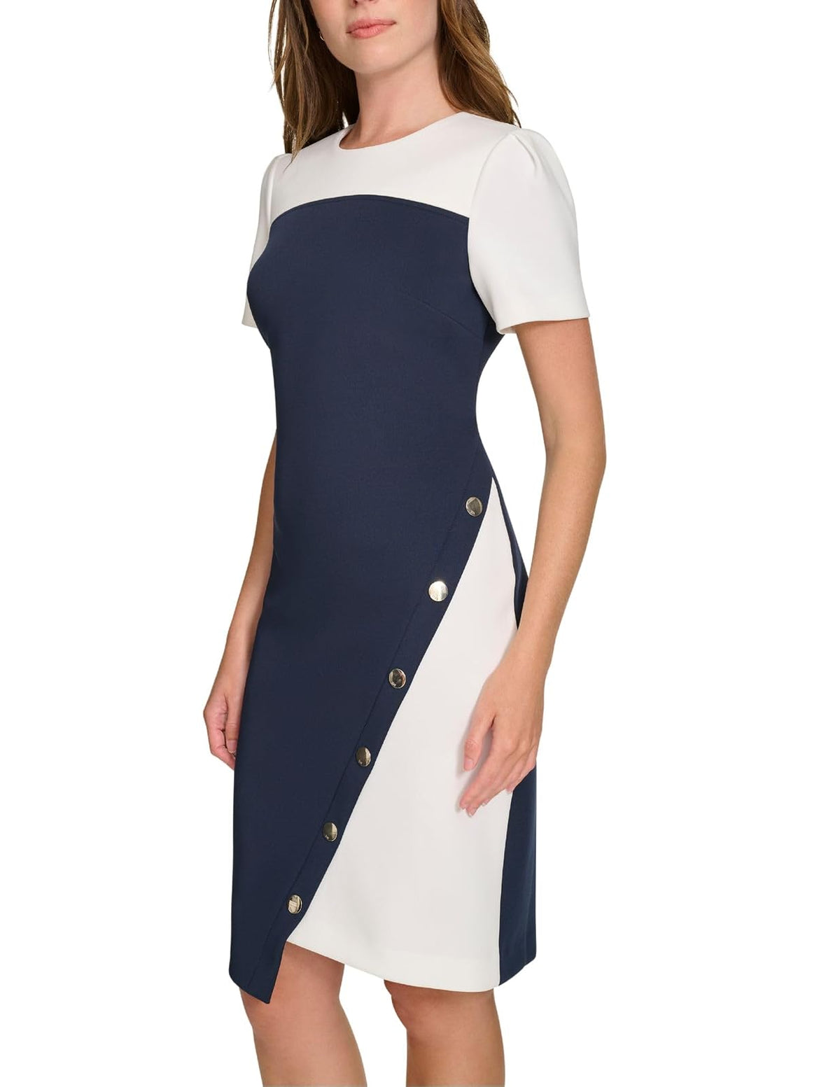 Tommy Hilfiger Manga Corta estructurada de crepé para Buceo Vestido para Mujer