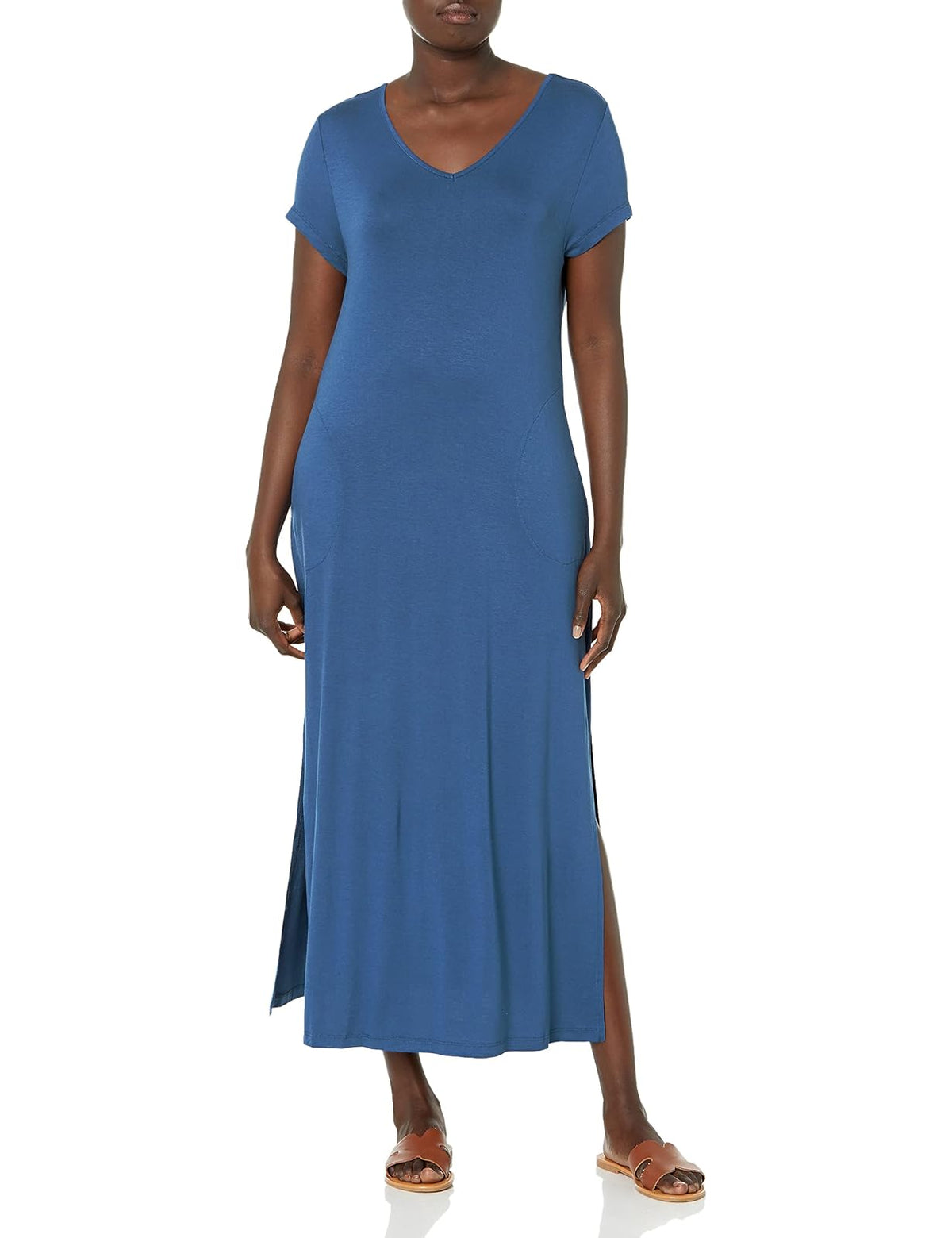 INK+IVY Camiseta de Manga Corta para Mujer, Bolsillos Largos, Maxi Vestidos de Swing de rayón elástico, Ropa de Verano