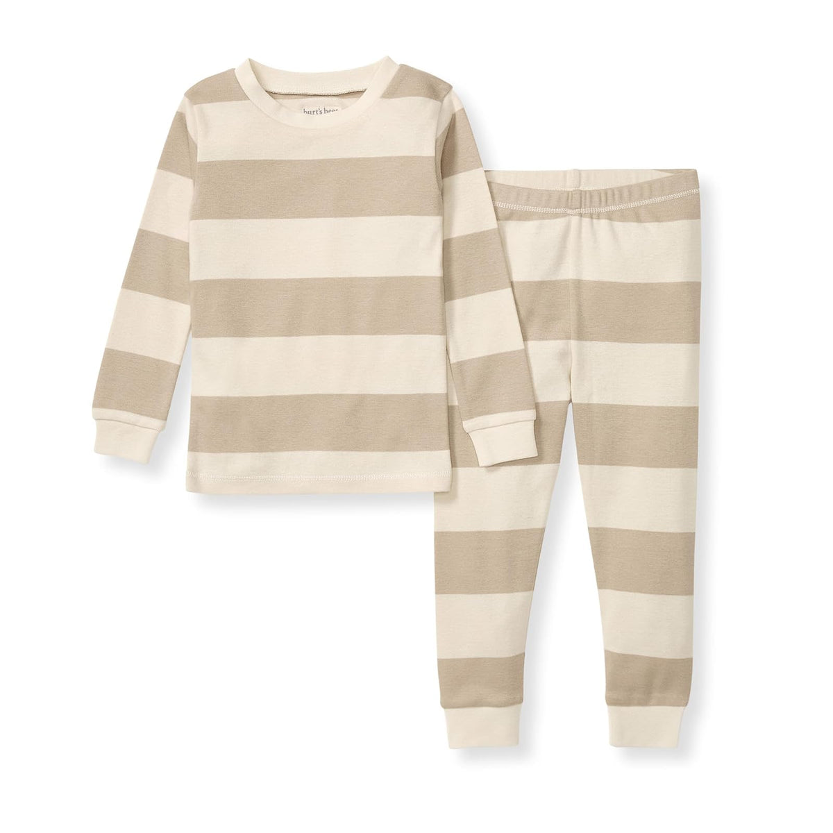 Burt's Bees Pijama de 2 Piezas para bebé, algodón orgánico - 18 Meses - Rayas de rugby de avena - 2