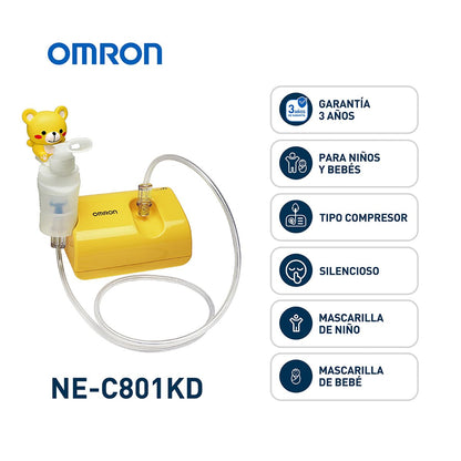 OMRON Nebulizador de Compresor NE-C801KD para Bebés, Niños y Adultos