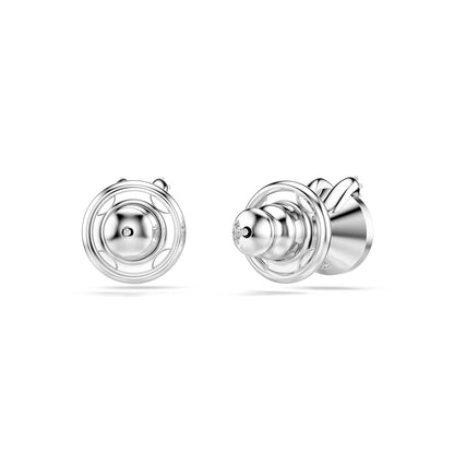 arete Swarovski Bella, corte redondo, pavé, blanco, baño de rodio