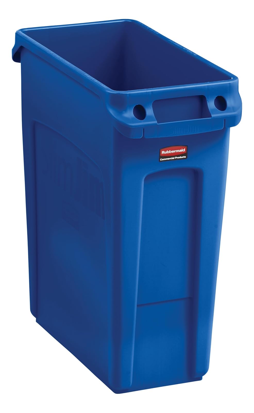 Rubbermaid Commercial Vented Slim Jim Trash Can Waste Receptacle, 16 Gallon, Blue, Plastic, 1971257