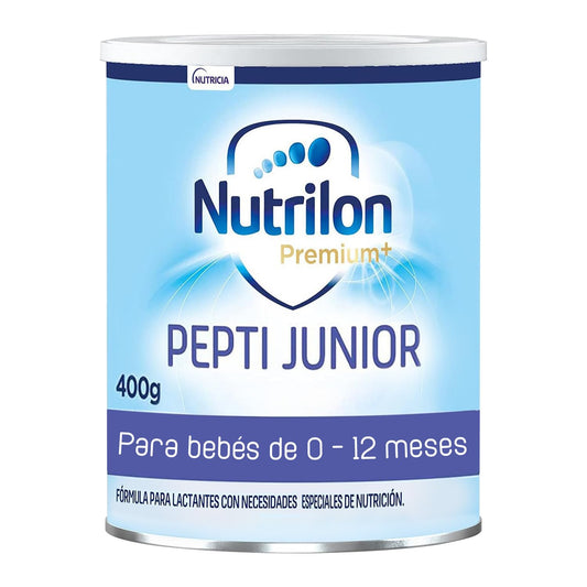 Nutrilon Premium+ Pepti Junior, Leche en Polvo, Fórmula Hipoalergénica y Reducida en Lactosa, con Proteína de Suero Extensamente Hidrolizada y TCM, Diseñada para los Bebés de 0 a 12 meses, 400 g