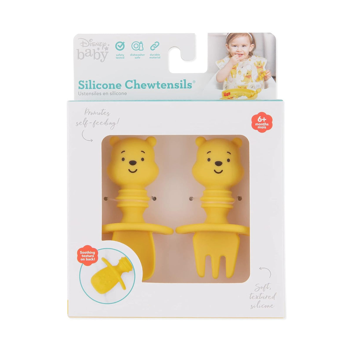 Bumkins Disney - Juego de utensilios para bebé, cucharas de silicona masticables para sumergir, autoalimentación, destete LED para bebé, aprendizaje de entrenamiento en la primera etapa de comer,