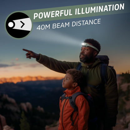 Energizer Universal+ - Faros delanteros LED (2 unidades), IPX4 resistentes al agua, luz de cabeza brillante para exteriores, camping, correr, tormenta, luz LED de supervivencia para emergencias