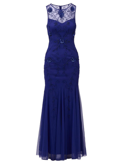 Adrianna Papell Bead Mesh Long Dress Vestido para ocasión Especial Mujer