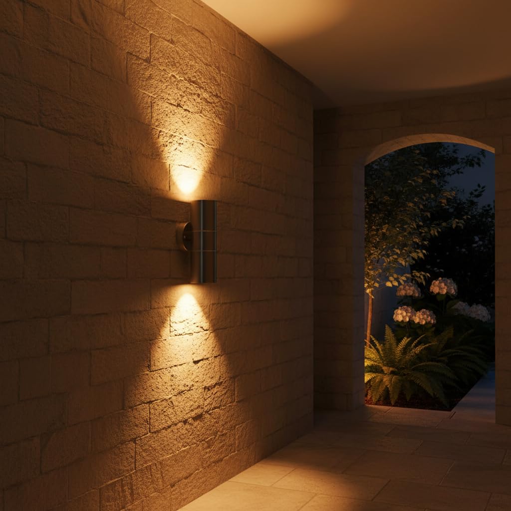 Luminaria de Pared Exterior Doble Cilindro, ADE-013, Acero Inoxidable + Vidrio, 2xGU10, IP54, Luz Decorativa para Fachadas y Muros, Artlite