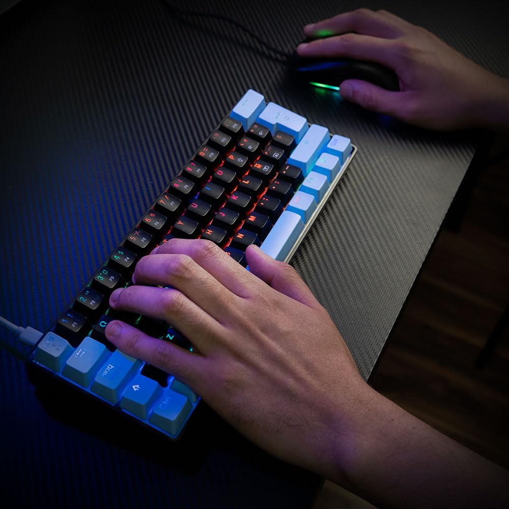 GAME FACTOR Teclado Gamer Mecánico Kbg560 60% Switch Blue Gateron RGB Anti Ghosting Negro