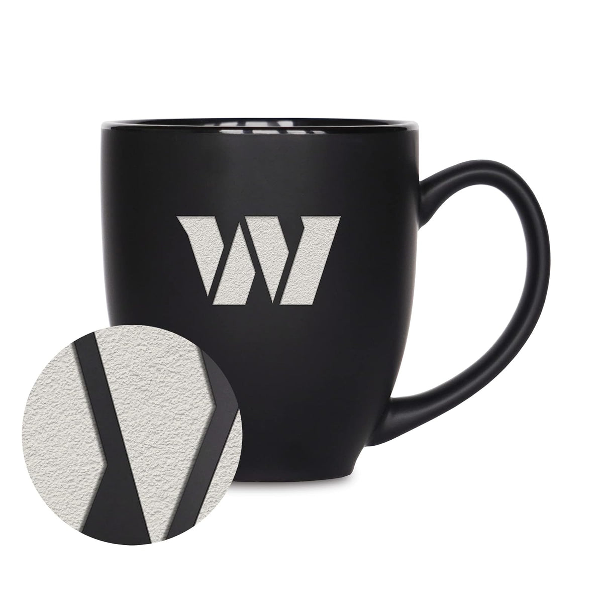 Rico Industries NFL Football Las Vegas Raiders Main - Taza de cerámica negra mate grabada con láser, 15 onzas, para bebidas calientes o frías
