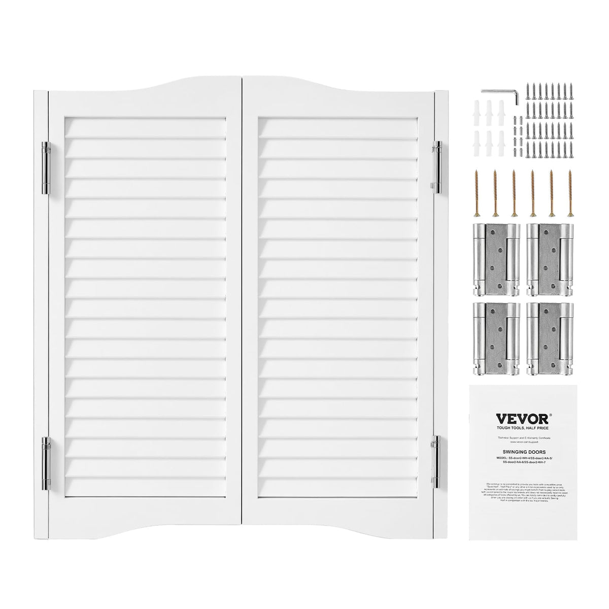 VEVOR - Puertas dobles de salón, 32 pulgadas de ancho x 36 pulgadas de alto, puertas de café con arco superior interior, madera de pino premium, con bisagras y kit de hardware, fácil de instalar, para