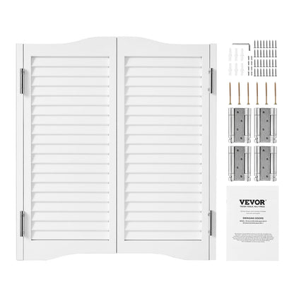 VEVOR - Puertas dobles de salón, 32 pulgadas de ancho x 36 pulgadas de alto, puertas de café con arco superior interior, madera de pino premium, con bisagras y kit de hardware, fácil de instalar, para