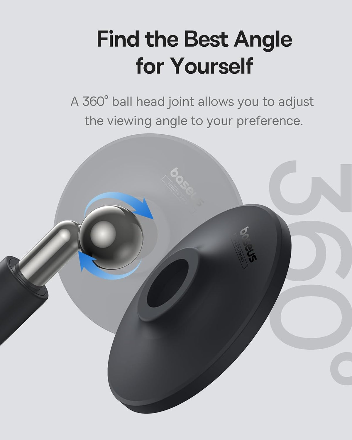 Baseus MagPro Soporte Magnético para Teléfono Ajustable de 16.5 a 19.7cm para Escritorio, Ángulo de Visión 360°, Negro