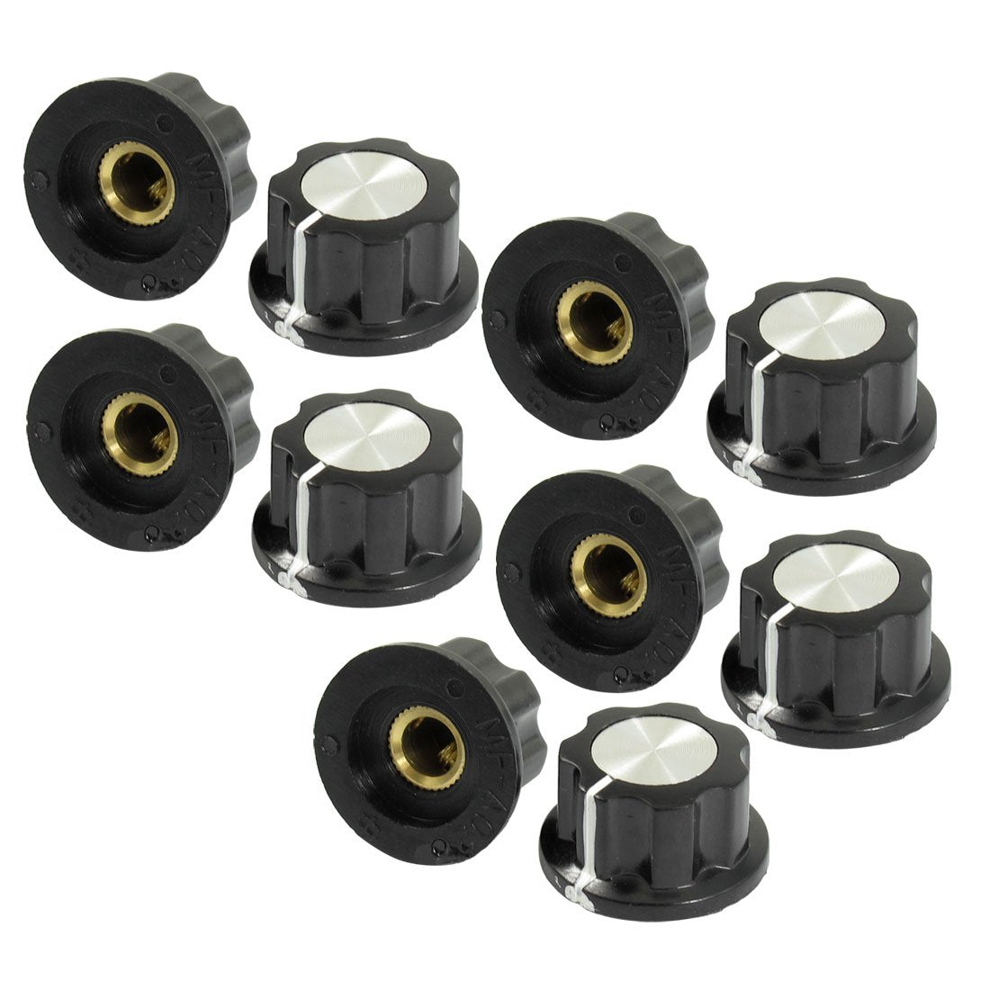 Uxcell A13041000ux0108 - Pomos giratorios para 6 mm de diámetro, potenciómetro de eje de 6 mm, 10 unidades, 19 mm, color negro