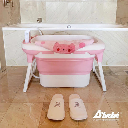 D´BEBÉ - Bañera Bubbles - Bañera Antideslizante Plegable - Bañera con 2 niveles de llenado - Para Bebés Recién Nacidos hasta los 6 Años de Edad - Color Rosa