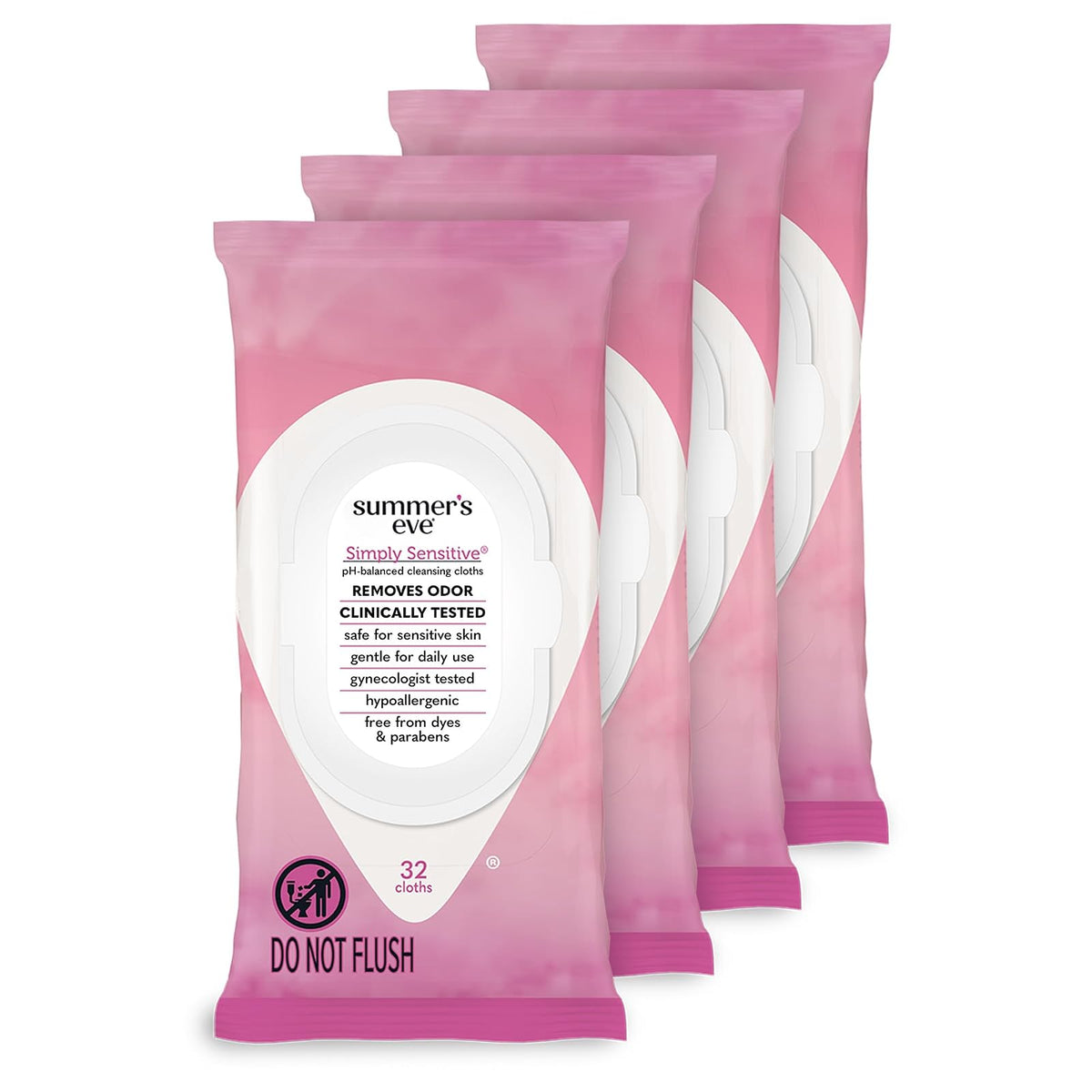 Summer's Eve Feminine Cleansing Cloths, for Sensitive Skin, for Women, 32 Pc Cloths