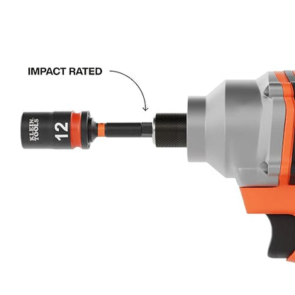 Klein Tools 33808M Juego de llaves de impacto Grab-And-Go, sistema métrico, juego de 7 piezas con manga, mosquetón, unidad de 3/8 pulgadas, código por colores de 8 mm, 10 mm, 12 mm, 13 mm, 14 mm, 15