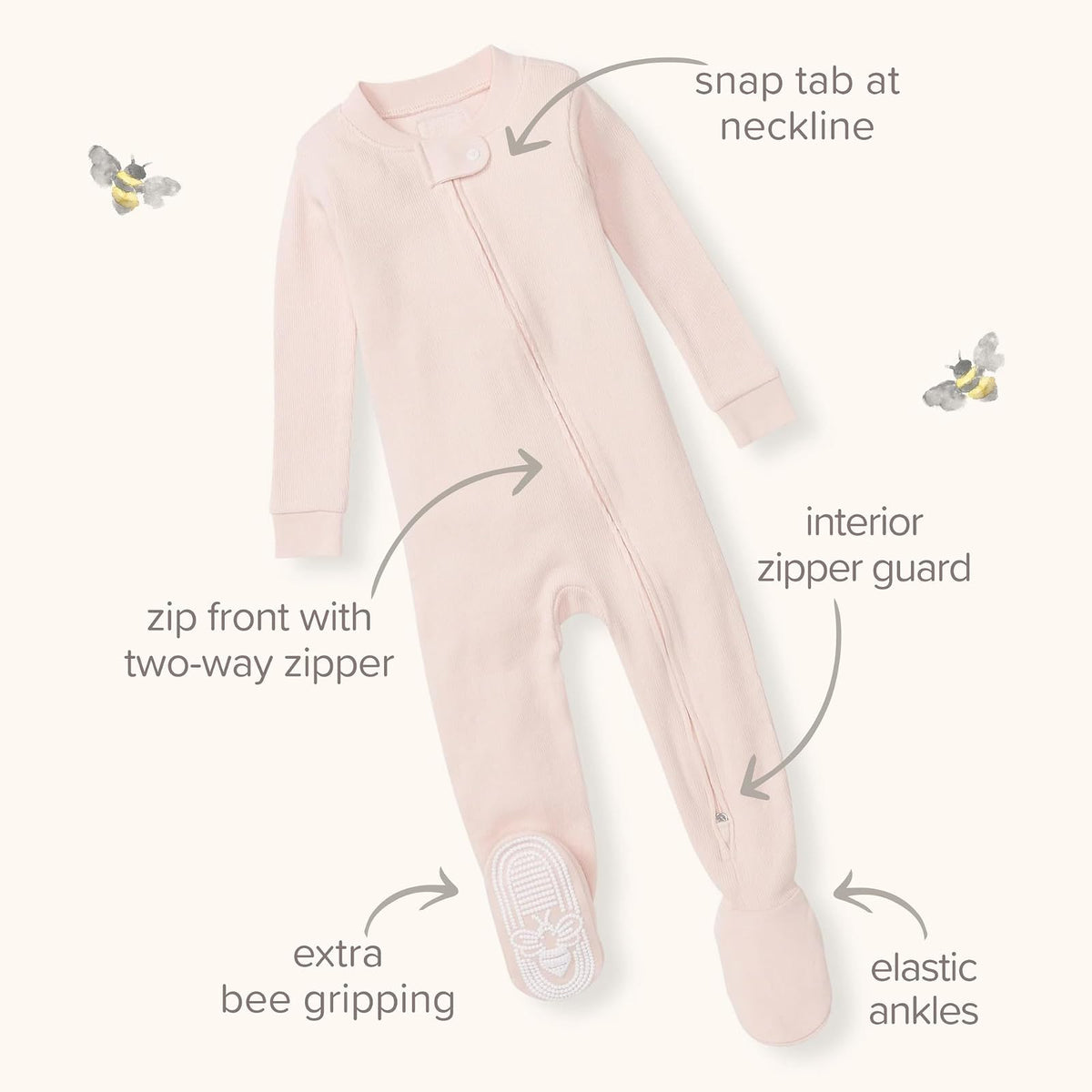 Burt 's Bees Baby Girls' Organic Chevron Sleeper, Color Púrpuro, Talla