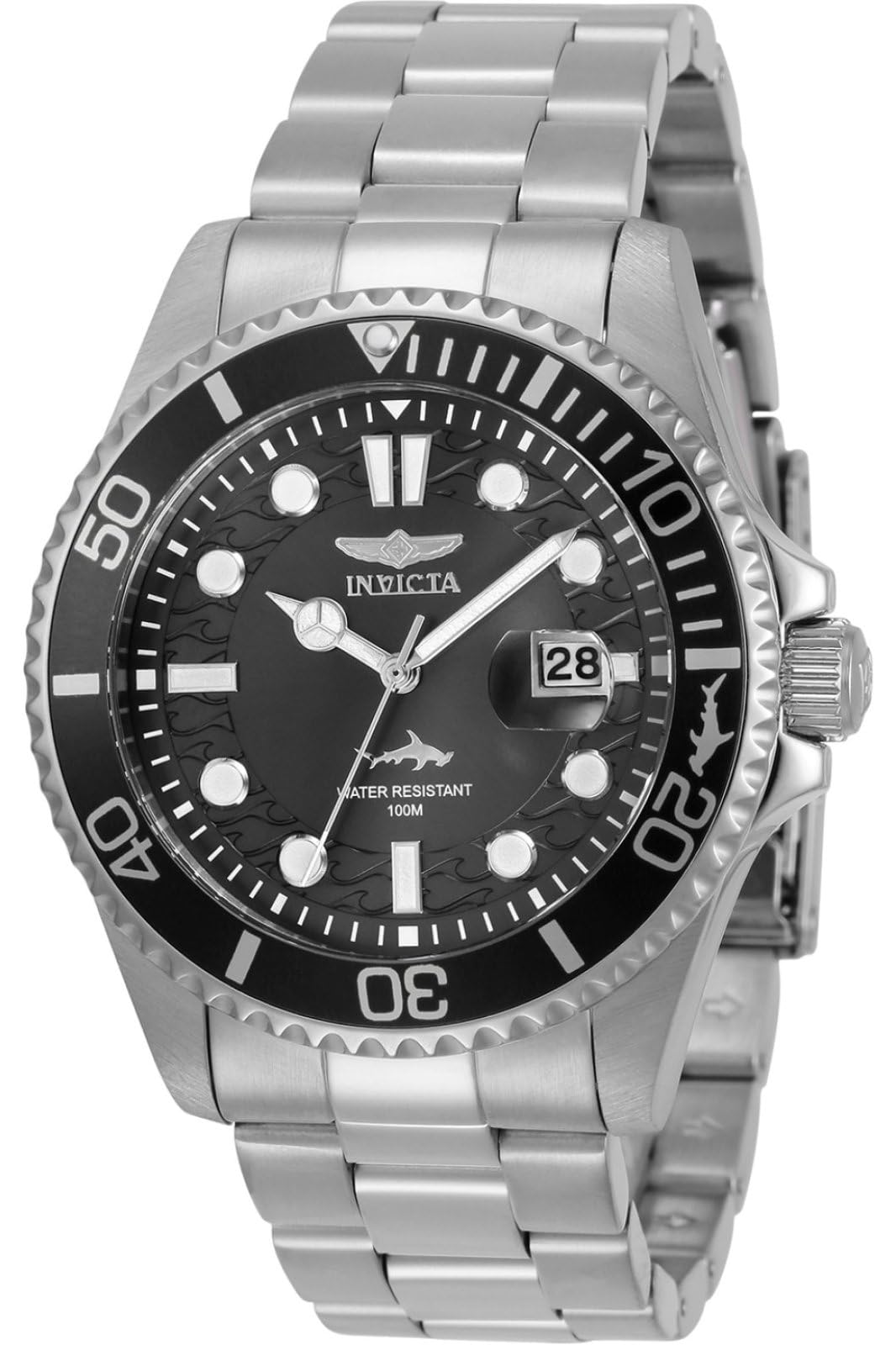 Invicta Pro Diver Reloj de cuarzo para hombre con correa de acero inoxidable, plateado, 22 (Modelo: 30018)
