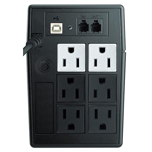 Koblenz Regulador de Voltaje No Break Interactivo, Capacidad de 700va / 360w 6 contactos, 65 Minutos de Respaldo, Puerto USB con Cable y CD Modelo 7016 USB/R