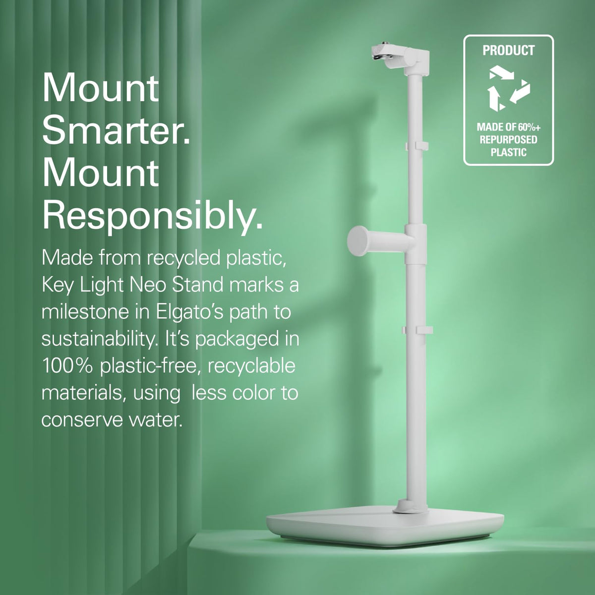 Stand para Key Light Neo – Soporte de escritorio con base pesada, altura e inclinación ajustables, soporte para auriculares, blanco limpio – Para Key Light Neo o Facecam Neo