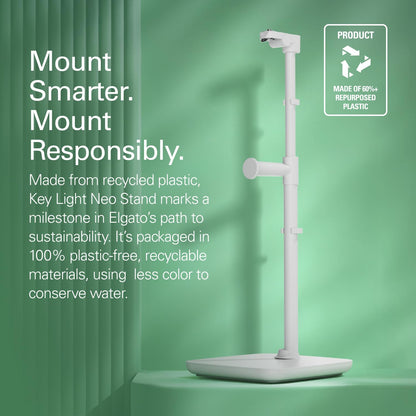 Stand para Key Light Neo – Soporte de escritorio con base pesada, altura e inclinación ajustables, soporte para auriculares, blanco limpio – Para Key Light Neo o Facecam Neo