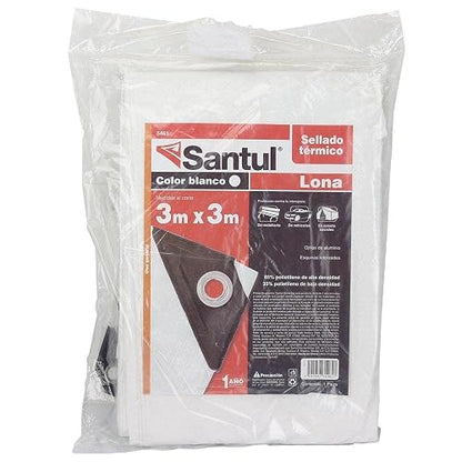 SANTUL, Lona con Sellado Térmico, Ideal para Campamentos, Jardinería, Industria y Hogar, Color Blanco, 3 x 3 metros, Protección UV, Modelo 5461
