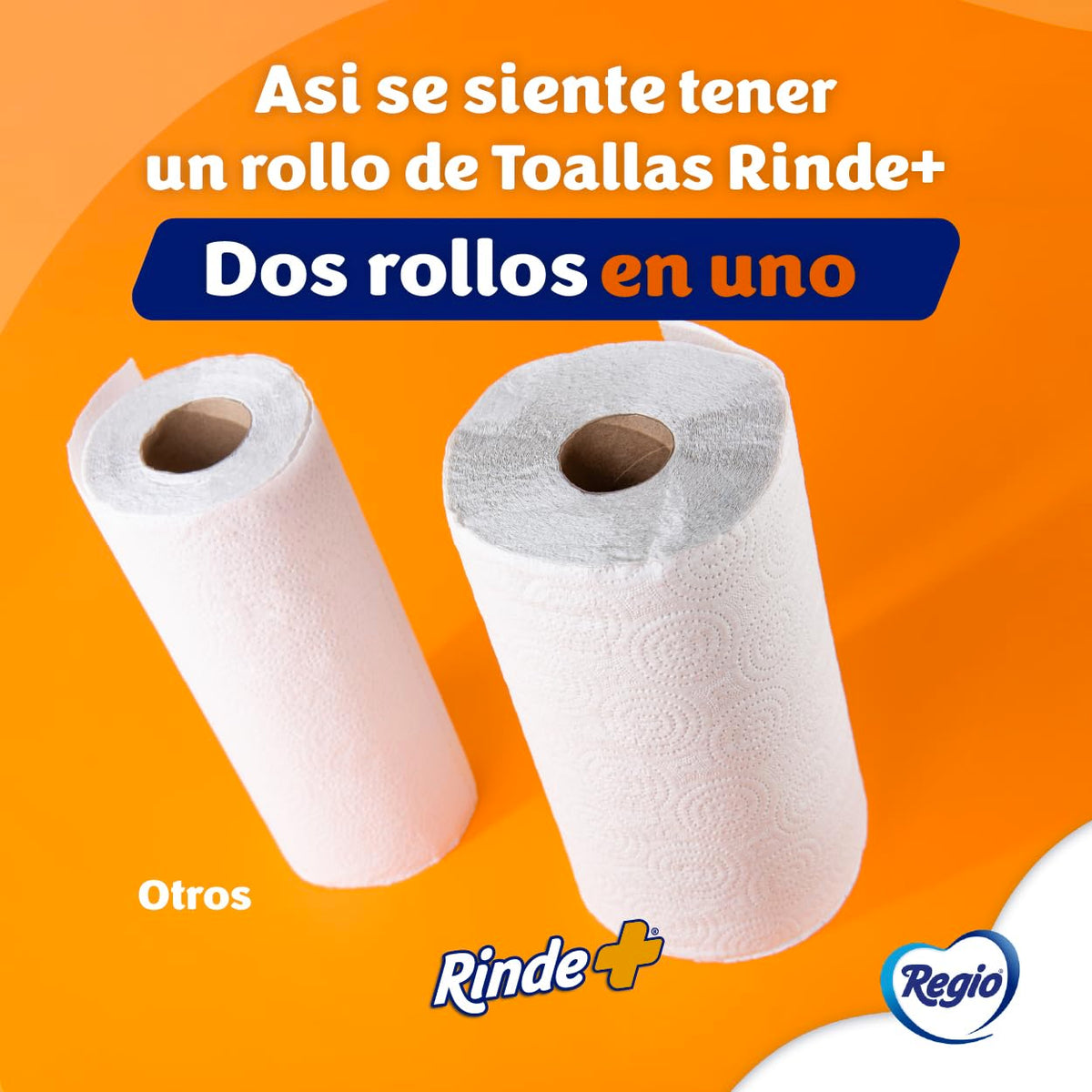 Regio Rinde+ Toallas de papel, 250 hojas dobles, 1 rollo + Papel Higiénico Luxury Almond Touch; Ligero Aroma A Almendras Y Hojas Dobles; Marca 32 Rollos, color, 32 count, pack of/paquete de