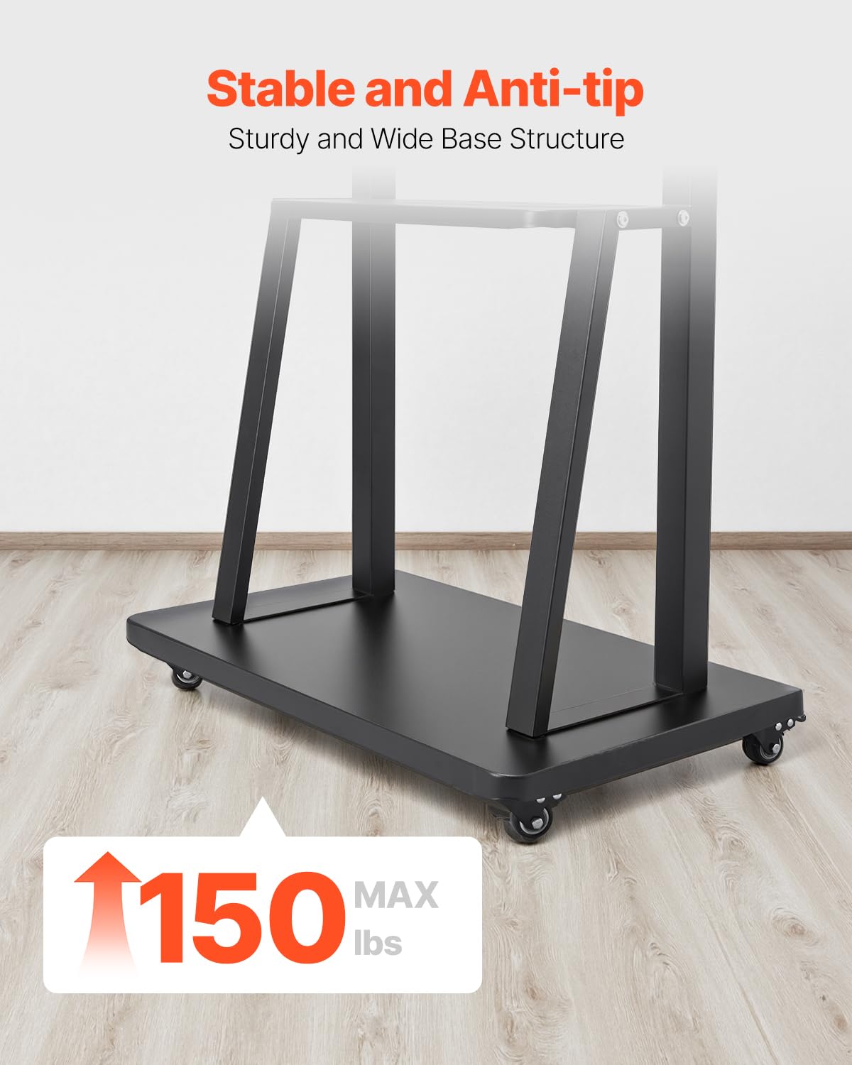VEVOR Soporte de TV Móvil con Ruedas para Televisores de 812,8-1905 mm y hasta 68,04 kg, Soporte de Monitor Portátil de Altura Ajustable con Estante para Salón y Oficina (máx. VESA 600 x 400 mm)