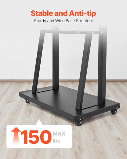 VEVOR Soporte de TV Móvil con Ruedas para Televisores de 812,8-1905 mm y hasta 68,04 kg, Soporte de Monitor Portátil de Altura Ajustable con Estante para Salón y Oficina (máx. VESA 600 x 400 mm)