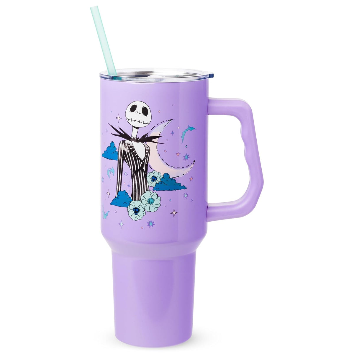 Silver Buffalo Disney Lilo & Stitch Vaso Navideño de Acero Inoxidable 40 oz - Pesadilla antes de Navidad Crepúsculo morado
