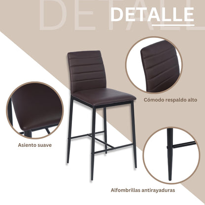 COKOS Juego de 2 Taburetes de Bar, Silla de Bar Moderno, con Respaldo, Aplicación Bar/Cocina/Restaurante (Marrón)