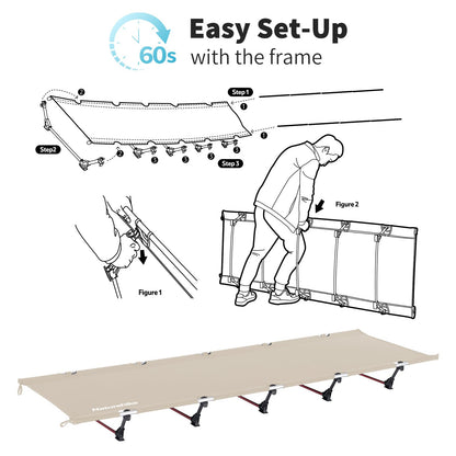 Naturehike - Cuna de Camping Ultraligera fácil de Montar, Cuna Plegable compacta y protable para Camping, montañismo y Senderismo, soporta 350 Libras con Bolsa de Transporte, Kahki