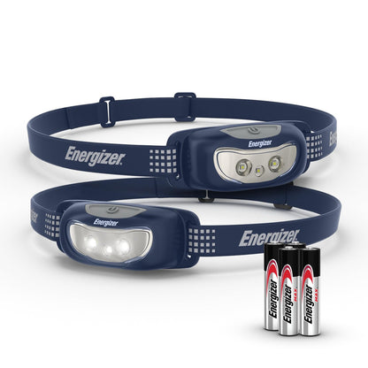 Energizer Universal+ - Faros delanteros LED (2 unidades), IPX4 resistentes al agua, luz de cabeza brillante para exteriores, camping, correr, tormenta, luz LED de supervivencia para emergencias