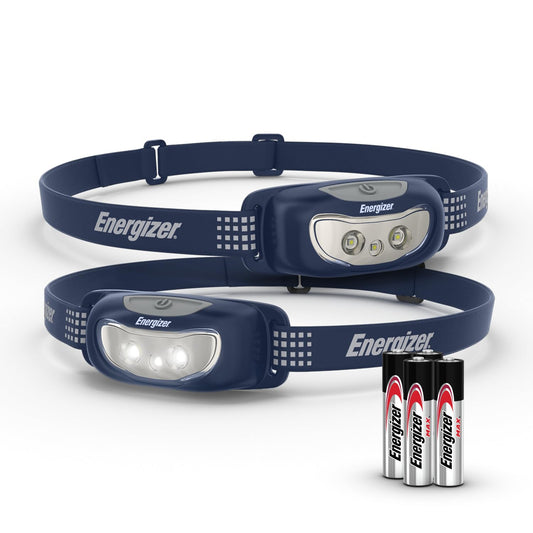 Energizer Universal+ - Faros delanteros LED (2 unidades), IPX4 resistentes al agua, luz de cabeza brillante para exteriores, camping, correr, tormenta, luz LED de supervivencia para emergencias