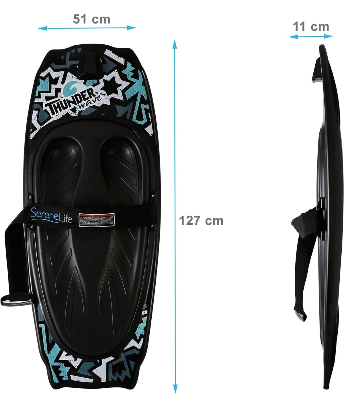 SereneLife - Rodillera Deportiva acuática con Gancho para niños y Adultos, Rodillera con Correa para navegar, Waterboard, arrodillarse, Surf de Rodilla