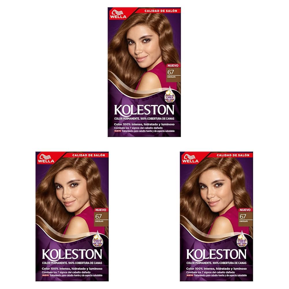 Wella Koleston Tinte Permanente 34 Castaño Oscuro Hipnótico Paquete de 3 - 67 Chocolate - 1 Unidad (Paquete de 3)