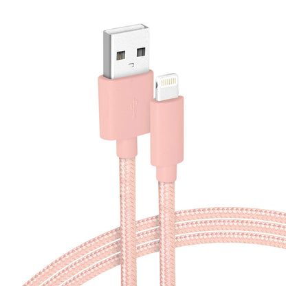 Realm Nylon trenzado Lightning a USB A – Cargador Apple iPhone certificado MFi, 1,5 m, oro rosa