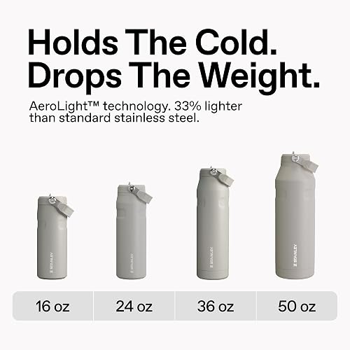 Stanley IceFlow™ Aerolight™ Botella Flip Straw 2.0 36 oz Negro 2.0 | Mango fácil de transportar, tapa giratoria y popote abatible | Botella de agua ligera | Acero inoxidable aislado | Sin BPA