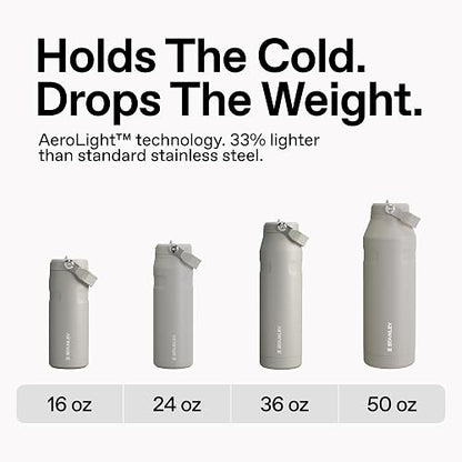 Stanley IceFlow™ Aerolight™ Botella Flip Straw 2.0 36 oz Negro 2.0 | Mango fácil de transportar, tapa giratoria y popote abatible | Botella de agua ligera | Acero inoxidable aislado | Sin BPA