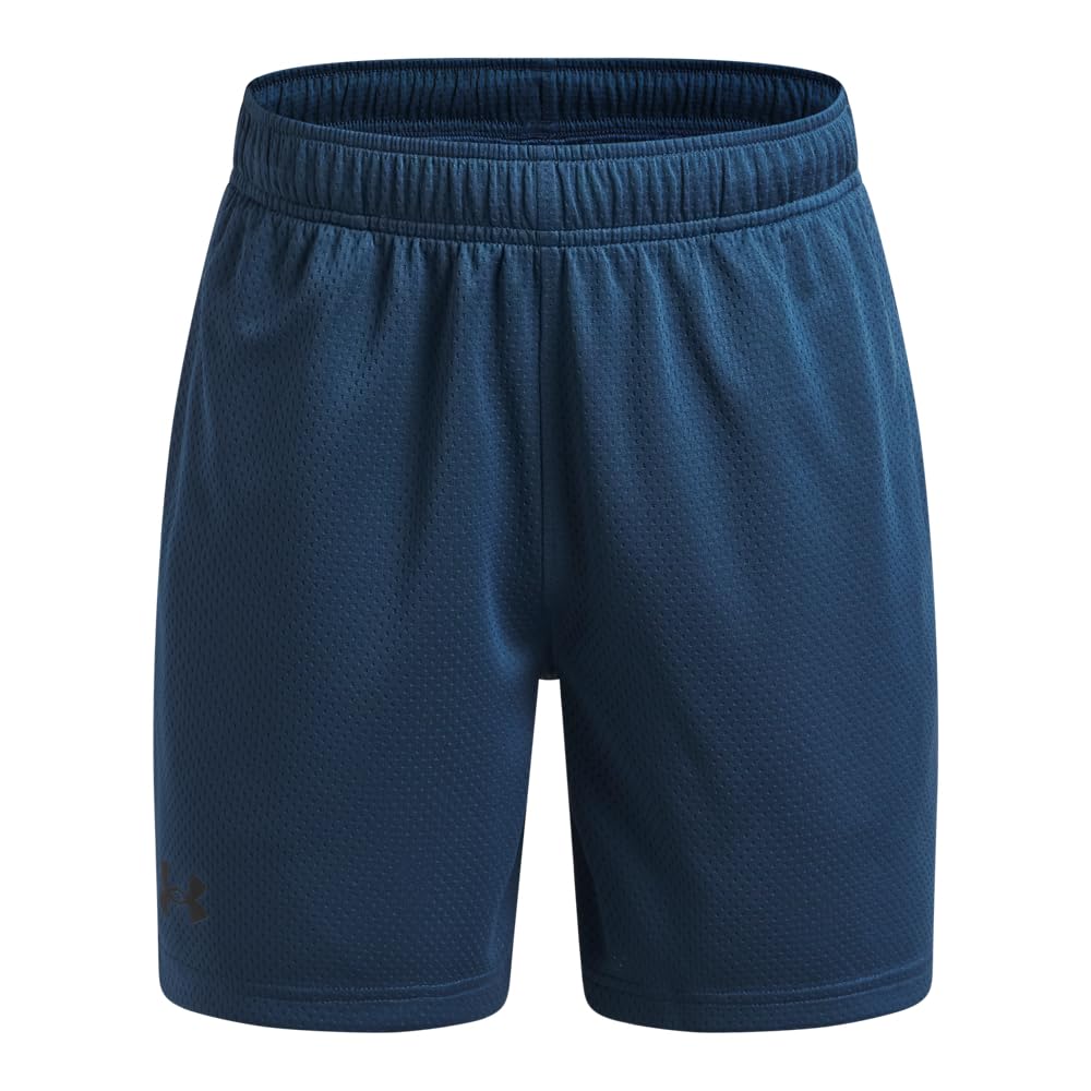 Under Armour Pantalones Cortos de Malla tecnológica Pantalones Cortos para Niños - (498) Wham Blue - Black - M