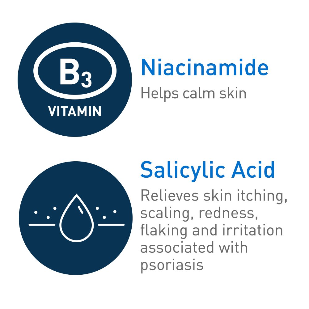 Limpiador CeraVe para tratamiento de psoriasis, 8 onzas, con ácido salicílico y urea para piel seca, alivio de picor, sin fragancia