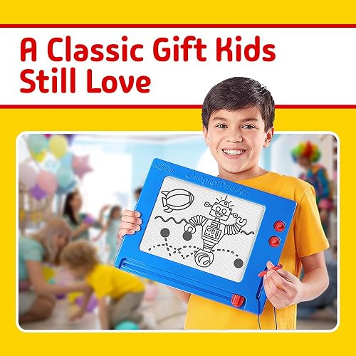 Cra-Z-Art Retro Magna Doodle - Tabla de dibujo magnética para niños de 3 años en adelante, azul/blanco