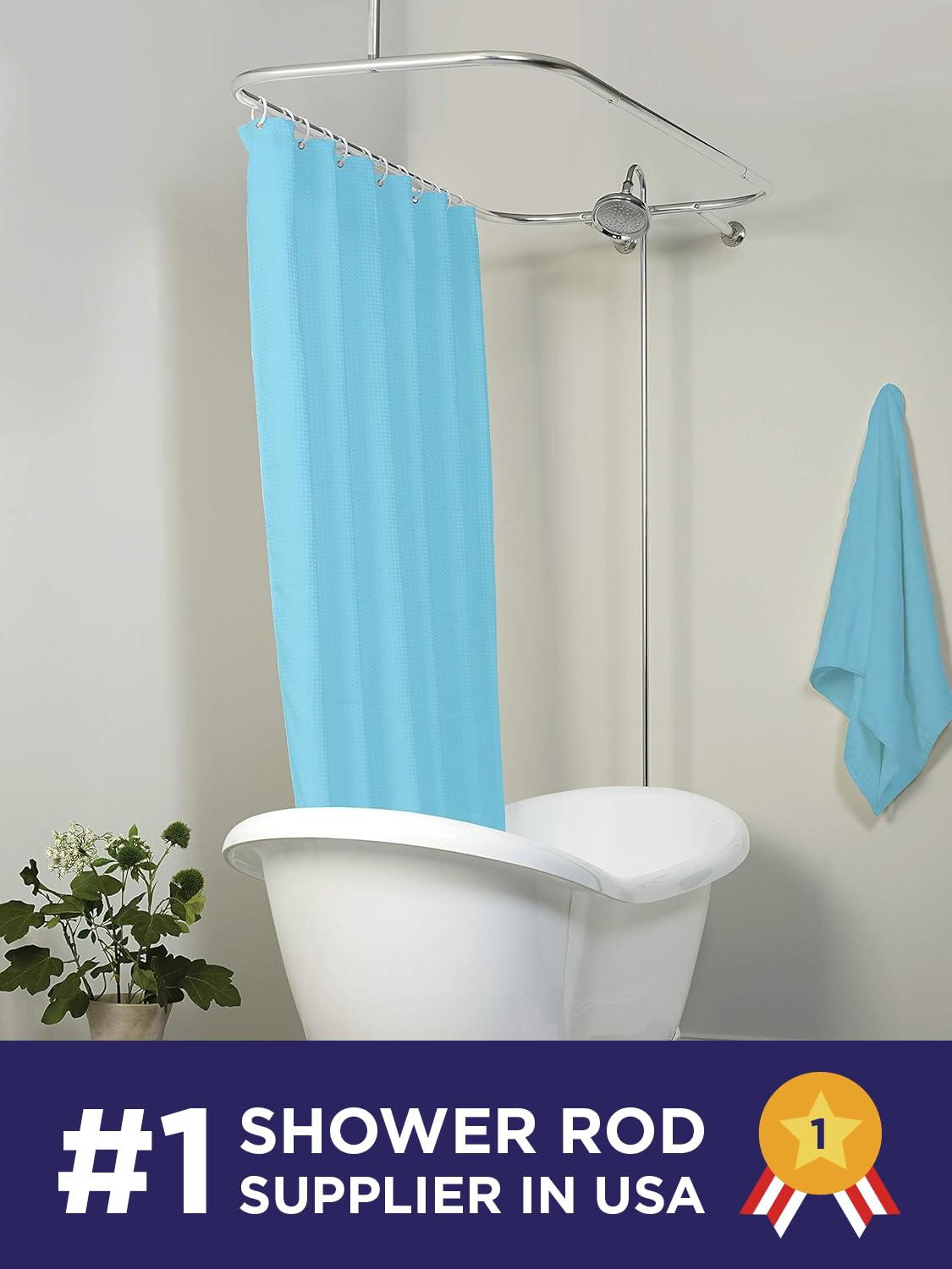 Zenna Home E60H1ALSS Cromado NeverRust - Barra de Ducha de 28 x 60 Pulgadas para bañeras Independientes y Patas de Garra