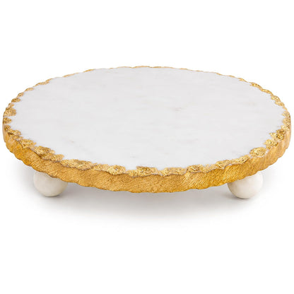 Mud Pie - Salvamanteles de mármol, 1 1/4 pulgadas x 8 1/2 pulgadas de diámetro, dorado